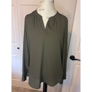 Express Women's Olive Green V-Neck Long Sleeve Shirt Size S NWOT